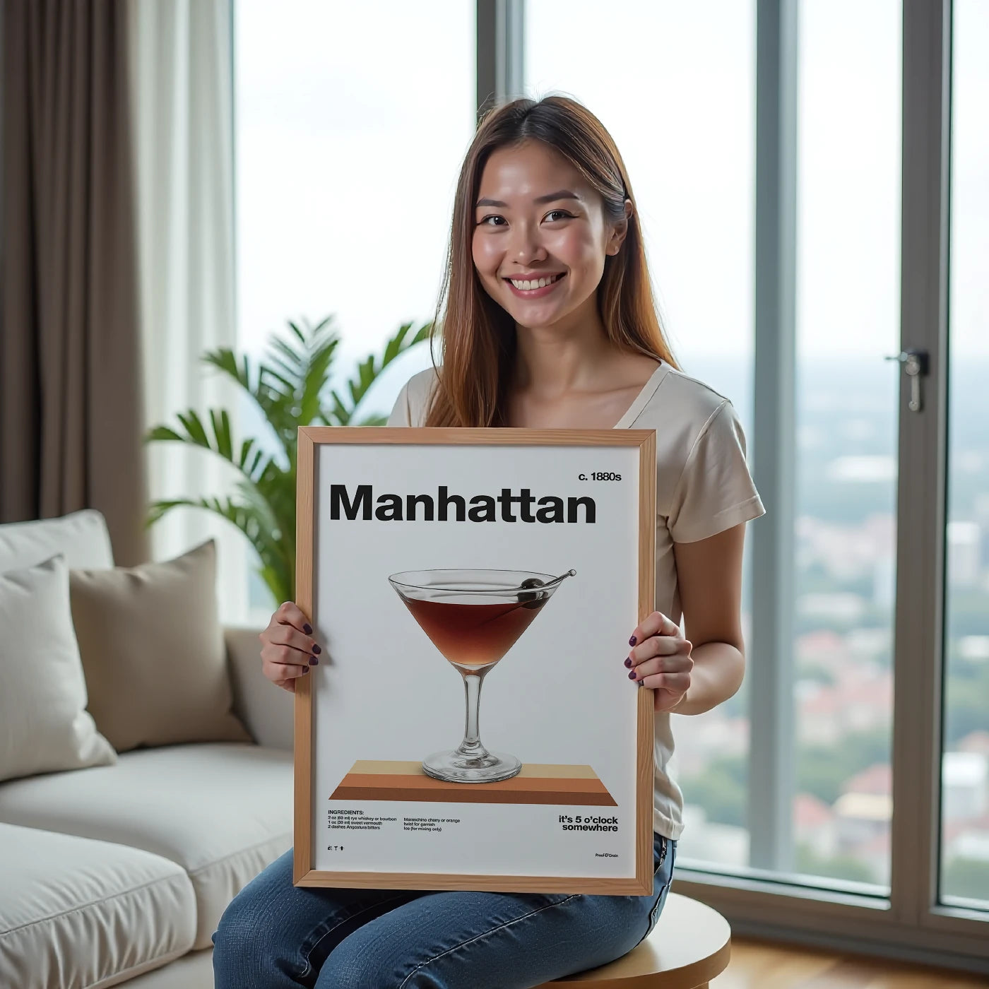Manhattan Cocktail Recipe Poster
