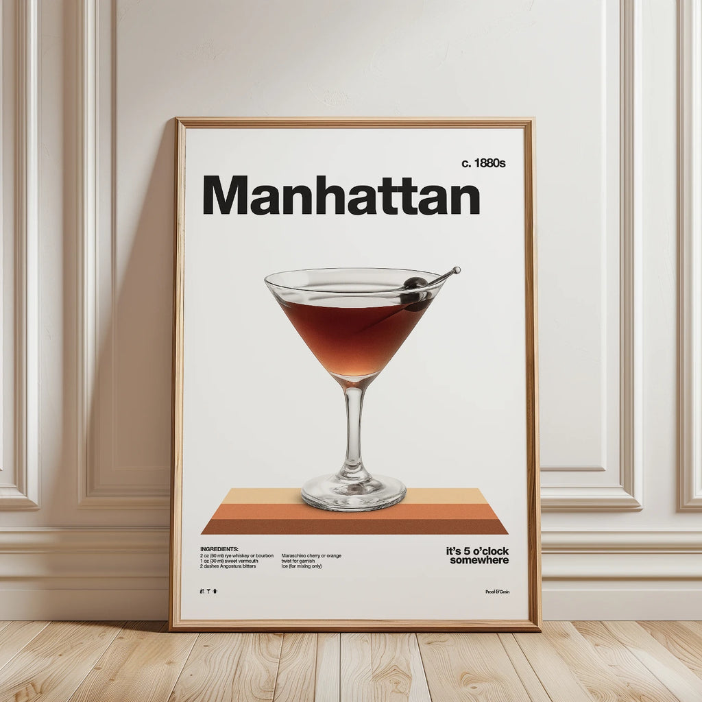 Manhattan Cocktail Recipe Poster