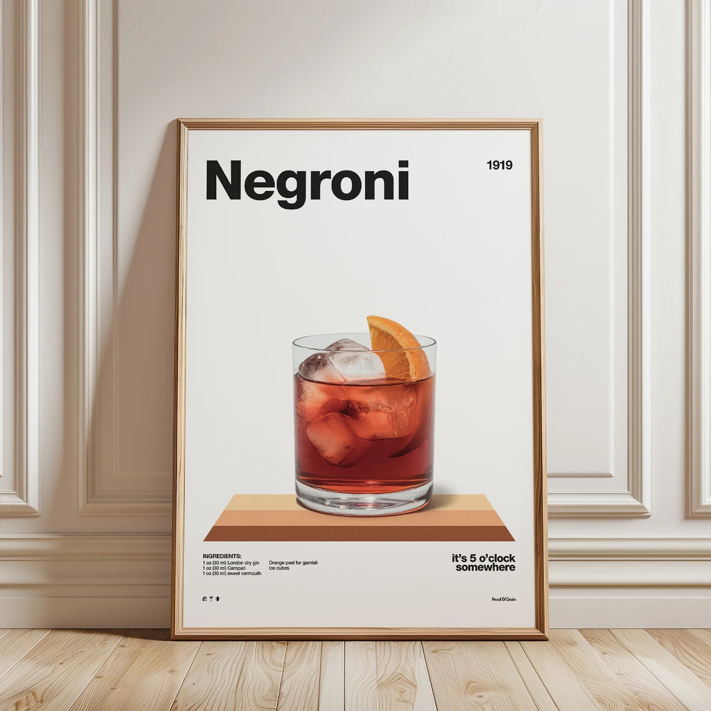 Negroni Cocktail Recipe Poster