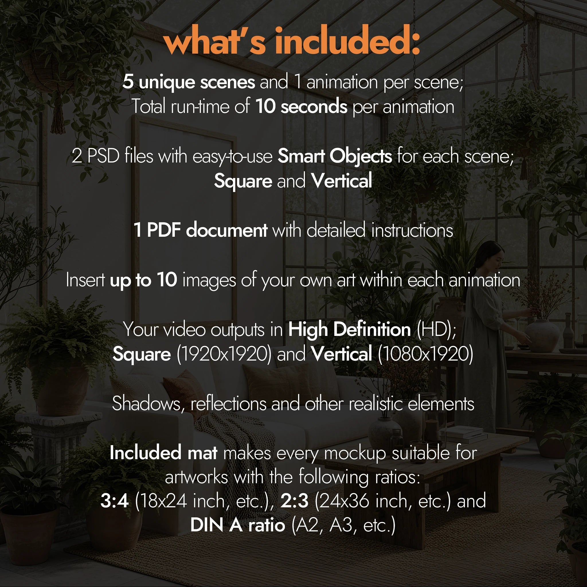 Rustic Greenhouse Wall Art Video Mockup Bundle (set of 5)