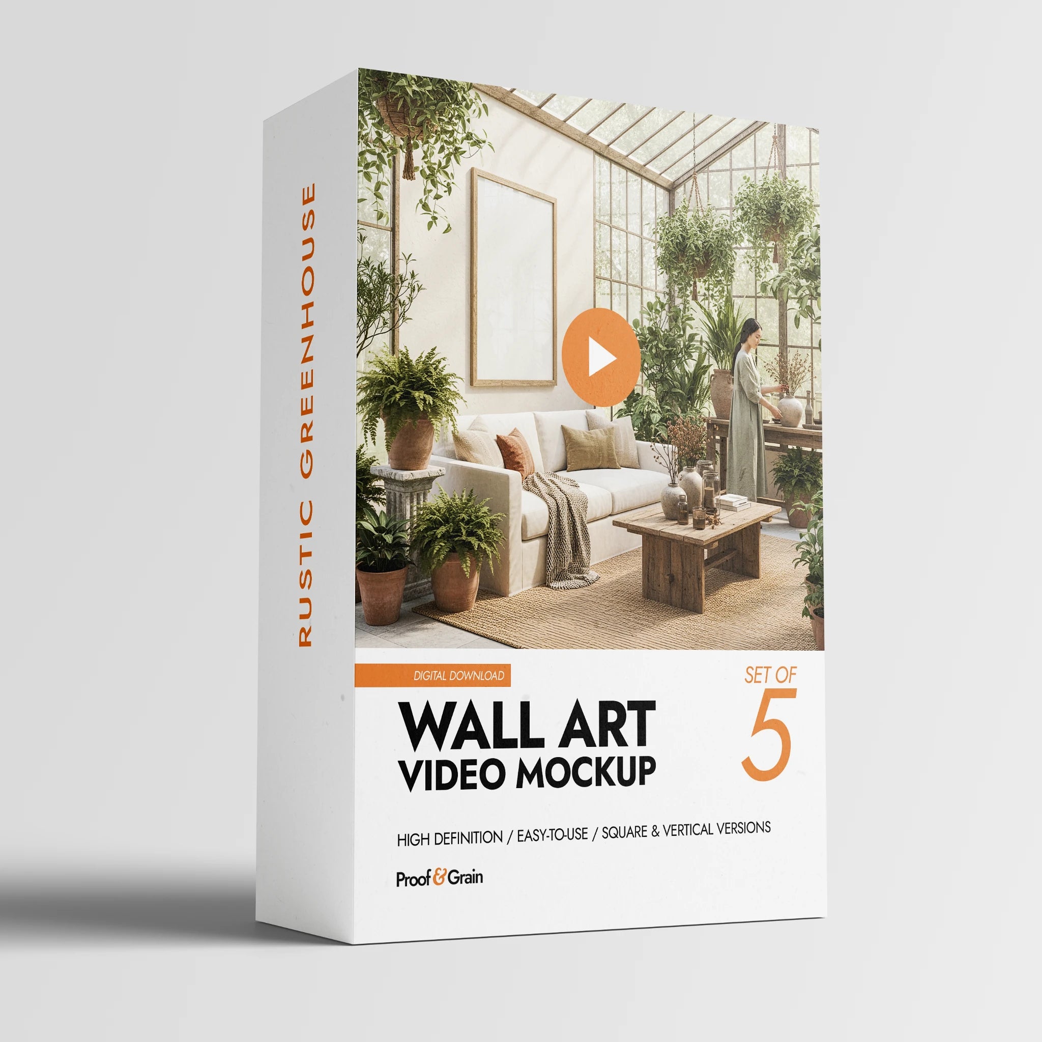Rustic Greenhouse Wall Art Video Mockup Bundle (set of 5)